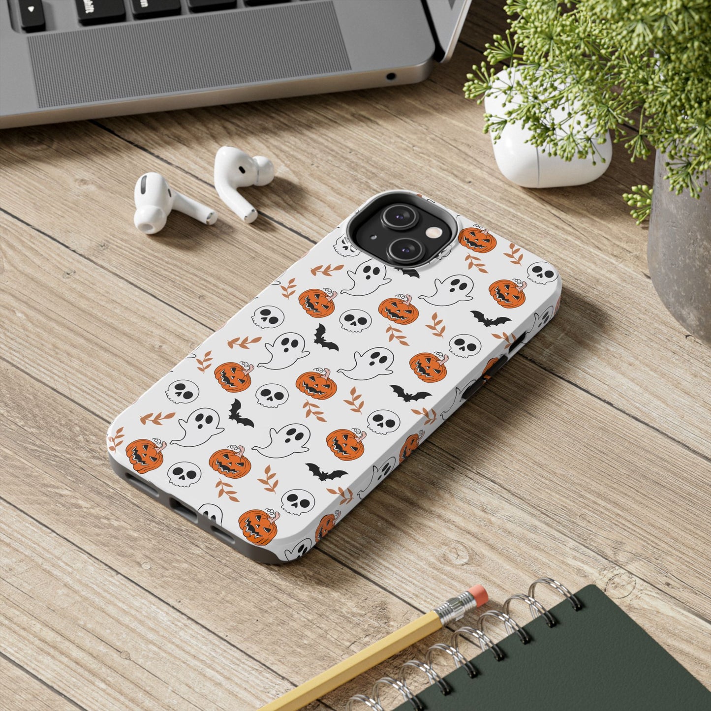 Halloween Themed Tough Phone Cases, Spooky Ghosts & Skulls, Perfect for Fall Decor, Unique Gift for Halloween Lovers, Fun Pumpkin Design