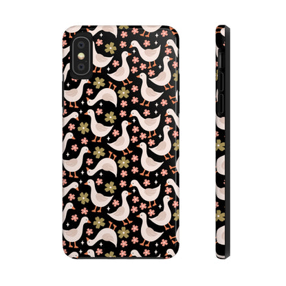 Cute Duck Pattern Phone Case, Stylish Tough Case, Gift for Duck Lovers, Floral Design, Unique Mobile Cover