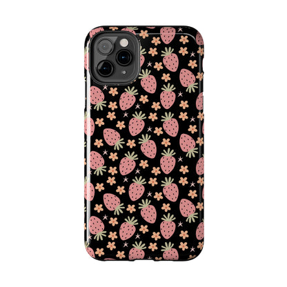Cute Strawberry Pattern Tough Phone Cases, Floral Phone Cover, Protective Case, Gift for Her, Summer Vibes, Cute Accessories