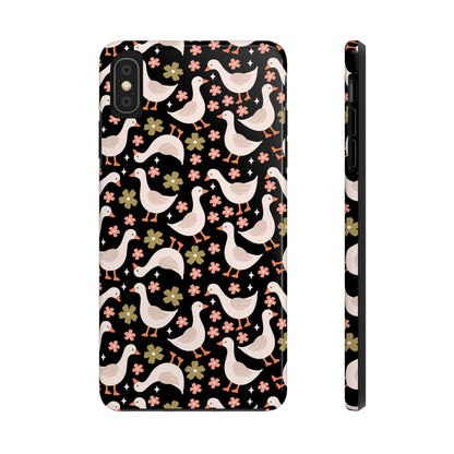 Cute Duck Pattern Phone Case, Stylish Tough Case, Gift for Duck Lovers, Floral Design, Unique Mobile Cover