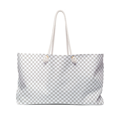 Gray and White Checkered Stylish Weekender Bag - Perfect for Travel and Getaways