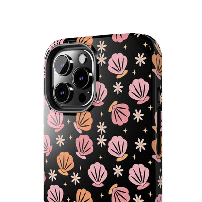 Floral Tough Phone Cases for Trendy Protection, Shell Pattern Phone Cover, Vibrant Floral Case, Girly Gift, Cute Tech Accessories