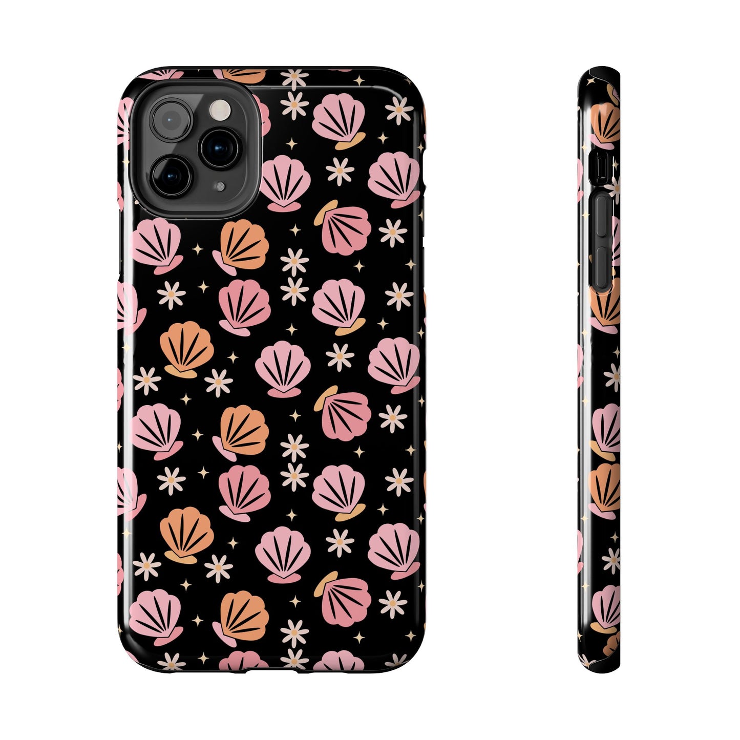 Floral Tough Phone Cases for Trendy Protection, Shell Pattern Phone Cover, Vibrant Floral Case, Girly Gift, Cute Tech Accessories