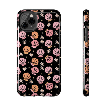 Floral Tough Phone Cases for Trendy Protection, Shell Pattern Phone Cover, Vibrant Floral Case, Girly Gift, Cute Tech Accessories