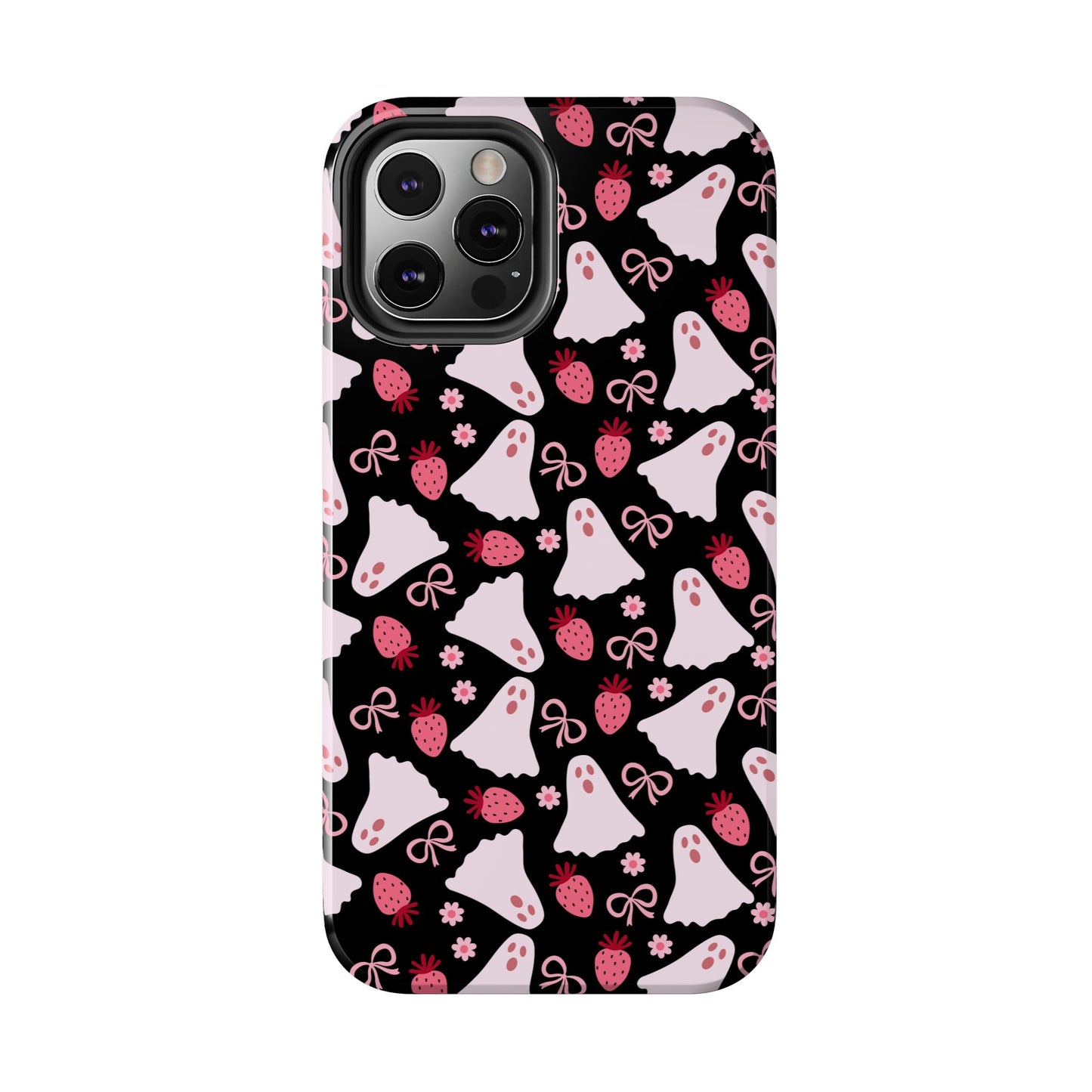 Cute Ghosts and Strawberries Phone Case | Tough Phone Cases, Halloween Accessories, Unique Gift Ideas, Spooky Aesthetic, Everyday Style