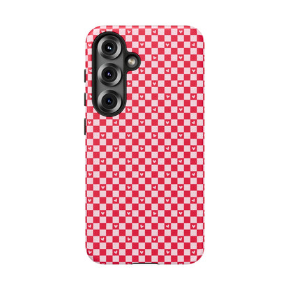 Red Checkerboard Heart Phone Case