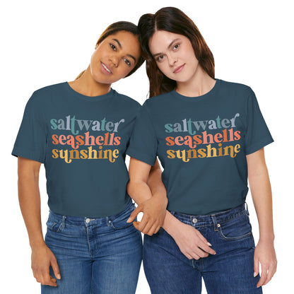 Coastal Vibes Unisex Jersey Tee - Saltwater Seashells Sunshine Design