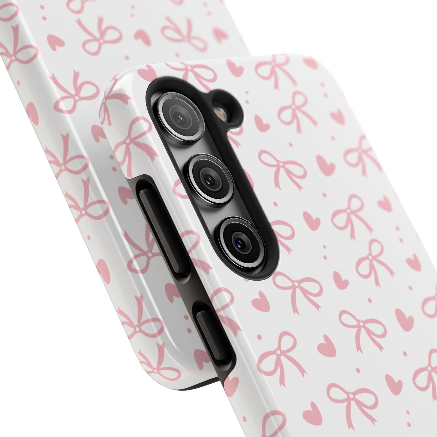 Love & Bows Tough Phone Cases for Girls, Cute Phone Cover, Valentine's Day Gift, Girly Accessories, Heart Pattern
