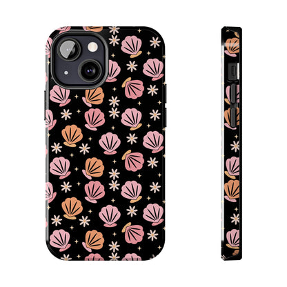 Floral Tough Phone Cases for Trendy Protection, Shell Pattern Phone Cover, Vibrant Floral Case, Girly Gift, Cute Tech Accessories