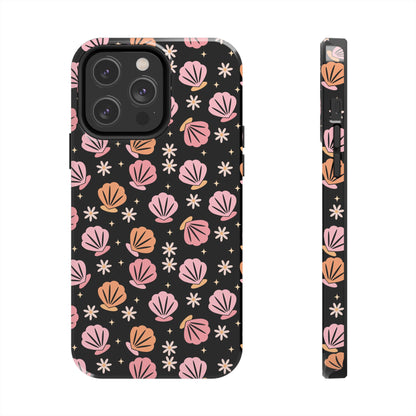 Floral Tough Phone Cases for Trendy Protection, Shell Pattern Phone Cover, Vibrant Floral Case, Girly Gift, Cute Tech Accessories