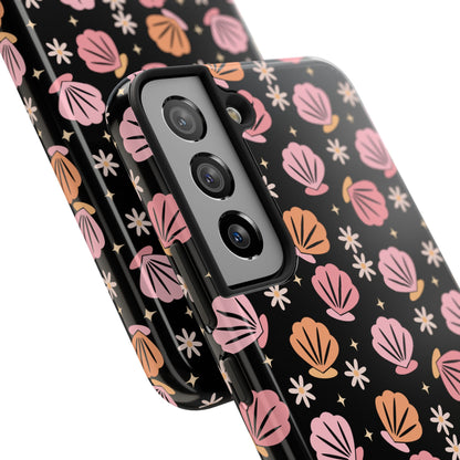 Floral Tough Phone Cases for Trendy Protection, Shell Pattern Phone Cover, Vibrant Floral Case, Girly Gift, Cute Tech Accessories