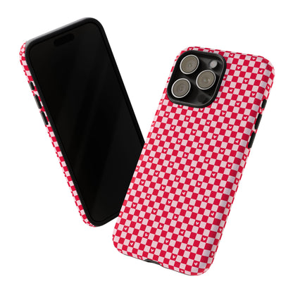 Red Checkerboard Heart Phone Case