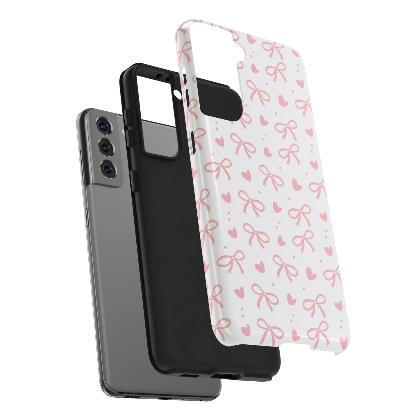 Love & Bows Tough Phone Cases for Girls, Cute Phone Cover, Valentine's Day Gift, Girly Accessories, Heart Pattern
