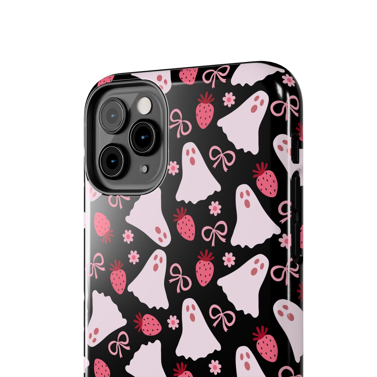 Cute Ghosts and Strawberries Phone Case | Tough Phone Cases, Halloween Accessories, Unique Gift Ideas, Spooky Aesthetic, Everyday Style