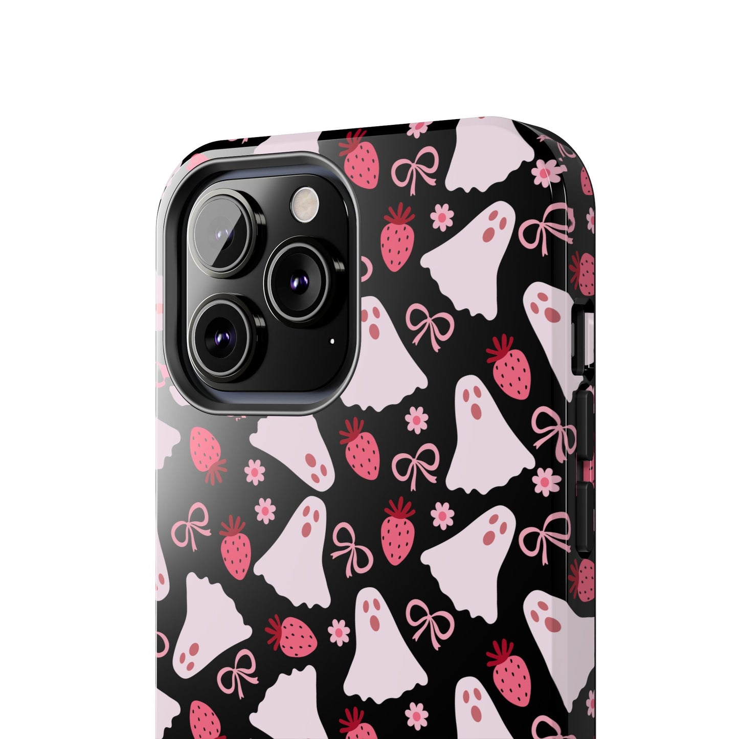 Cute Ghosts and Strawberries Phone Case | Tough Phone Cases, Halloween Accessories, Unique Gift Ideas, Spooky Aesthetic, Everyday Style