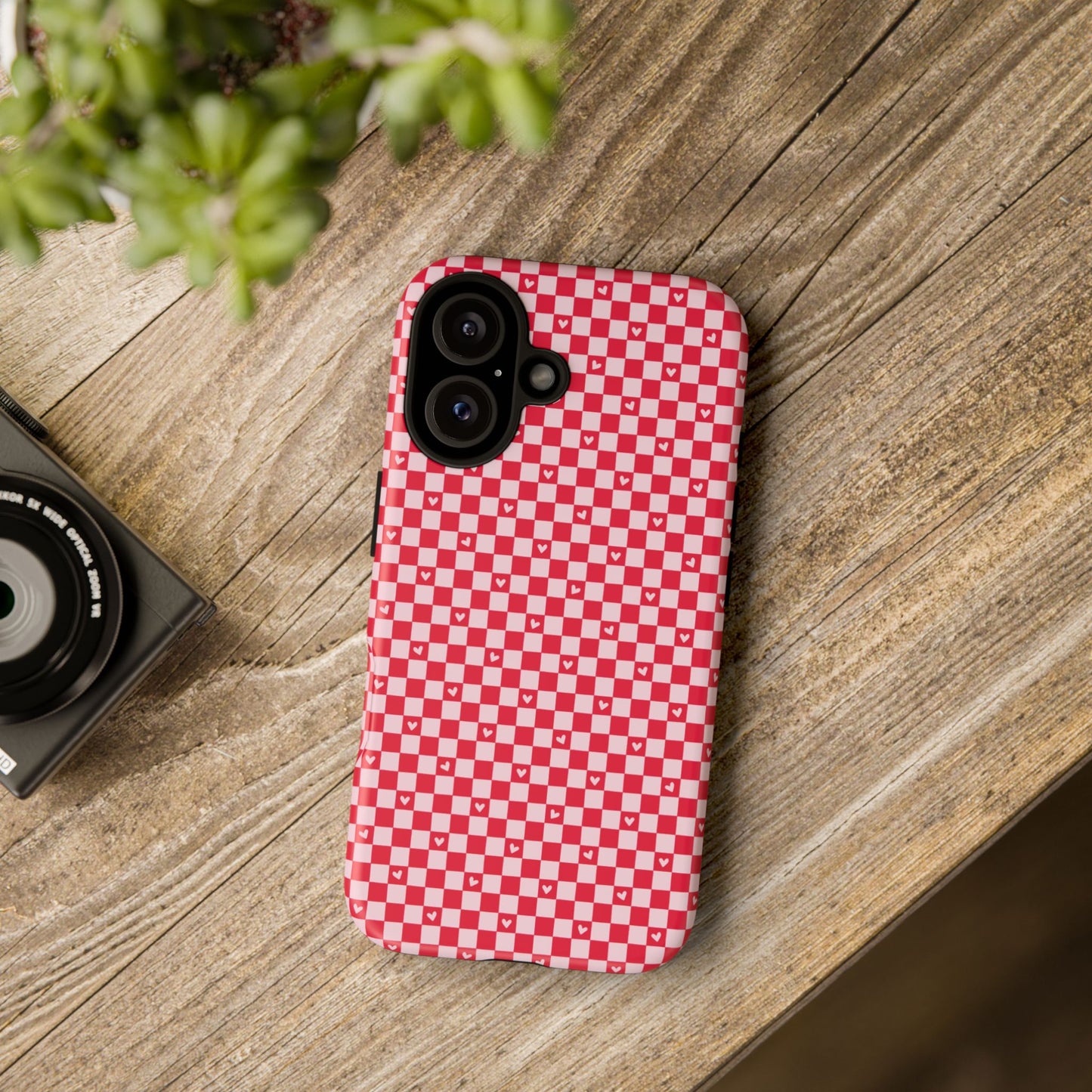 Red Checkerboard Heart Phone Case