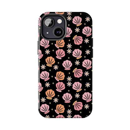 Floral Tough Phone Cases for Trendy Protection, Shell Pattern Phone Cover, Vibrant Floral Case, Girly Gift, Cute Tech Accessories
