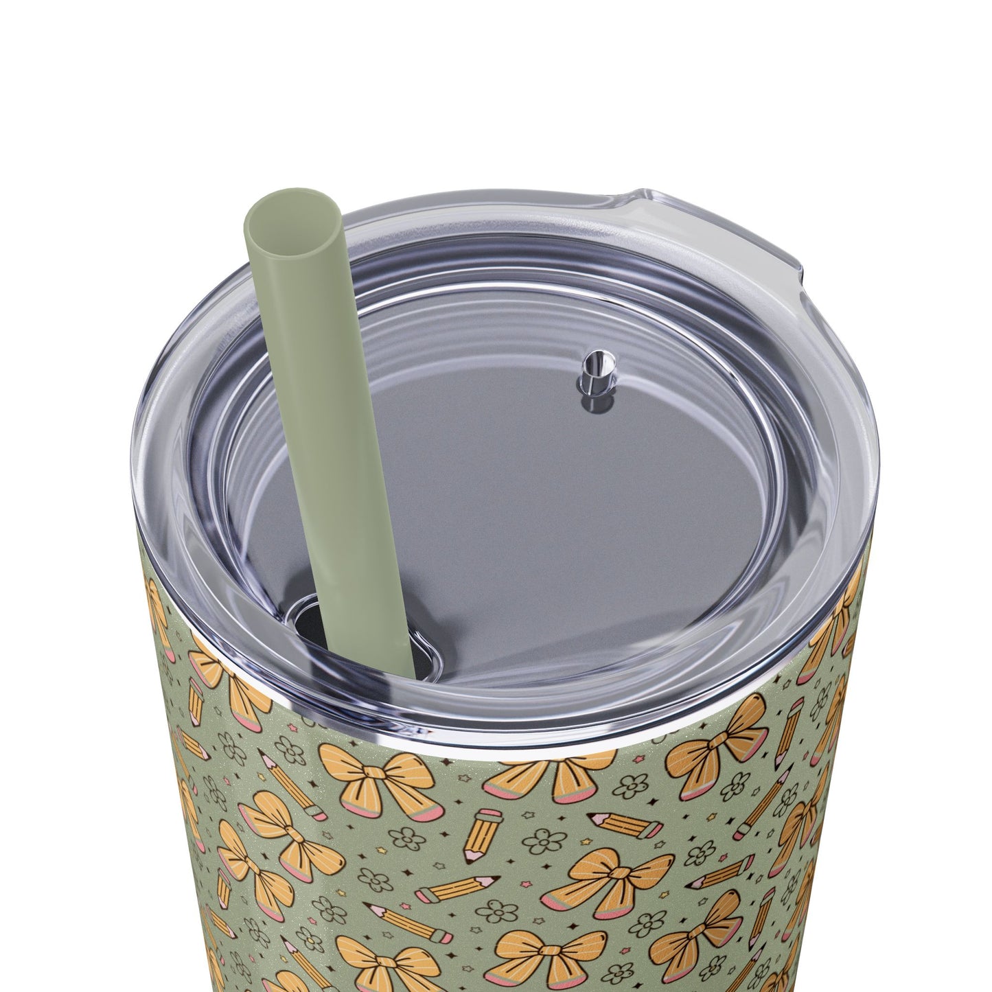 Butterfly Pattern Skinny Tumbler with Straw, Floral Travel Mug, Cute Drinkware, Summer Outing Accessory, Gift for Her