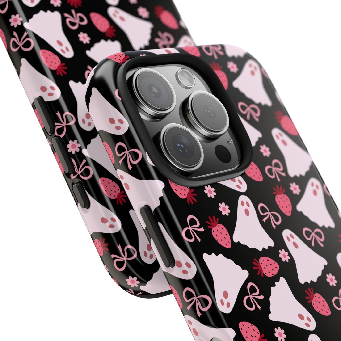 Cute Ghosts and Strawberries Phone Case | Tough Phone Cases, Halloween Accessories, Unique Gift Ideas, Spooky Aesthetic, Everyday Style