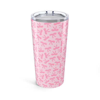 Chic Pink Bow Tumbler 20oz - Stylish Travel Mug, Gift for Her, Bridal Shower, Daily Use, Cute Drinks On-the-Go