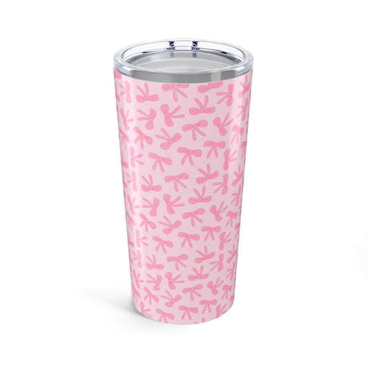 Chic Pink Bow Tumbler 20oz - Stylish Travel Mug, Gift for Her, Bridal Shower, Daily Use, Cute Drinks On-the-Go
