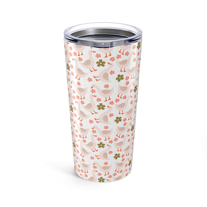 Charming Floral Tumbler, 20oz Travel Mug, Cute Gift for Bird Lovers, Nature Lover Drinkware, Eco-Friendly Cup