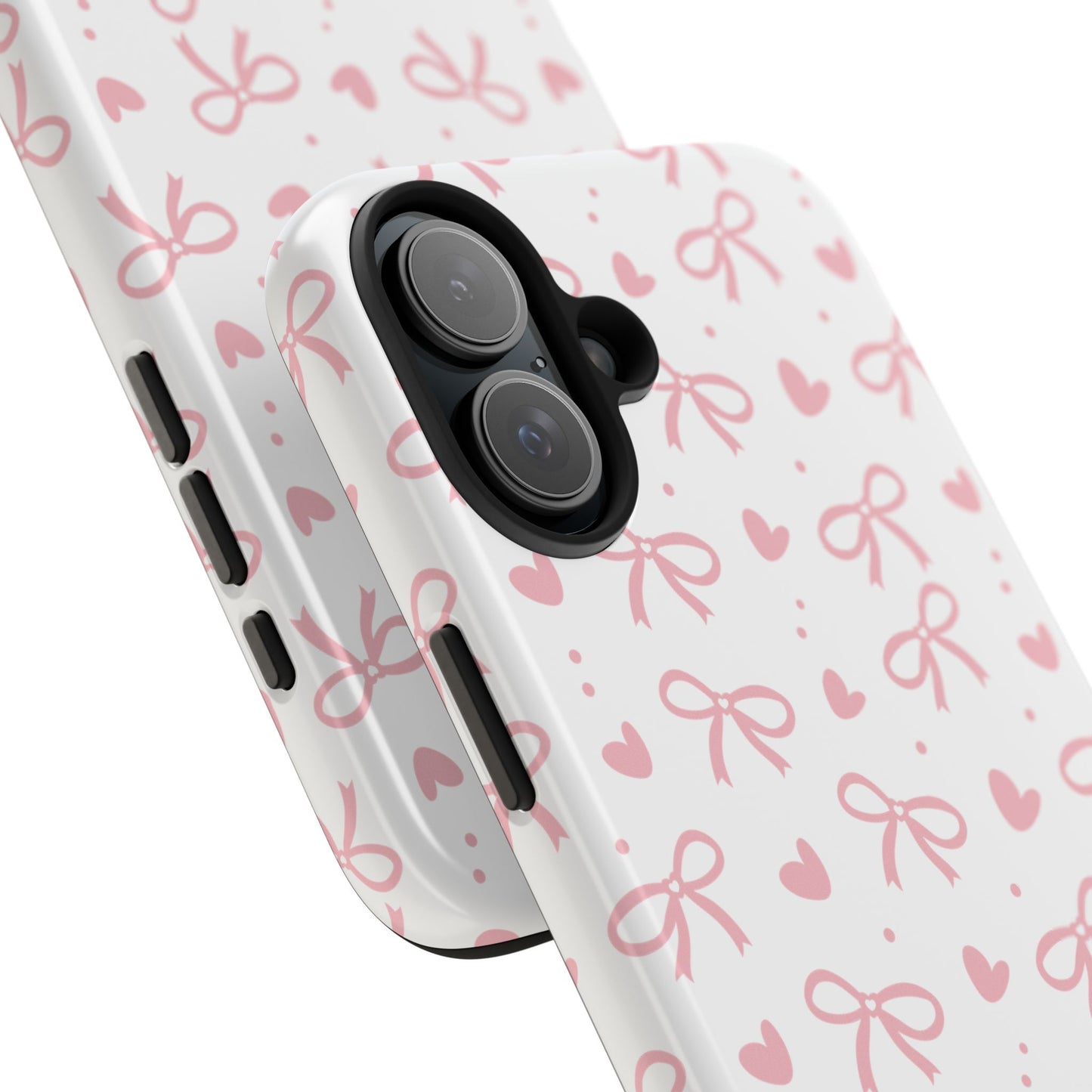 Love & Bows Tough Phone Cases for Girls, Cute Phone Cover, Valentine's Day Gift, Girly Accessories, Heart Pattern