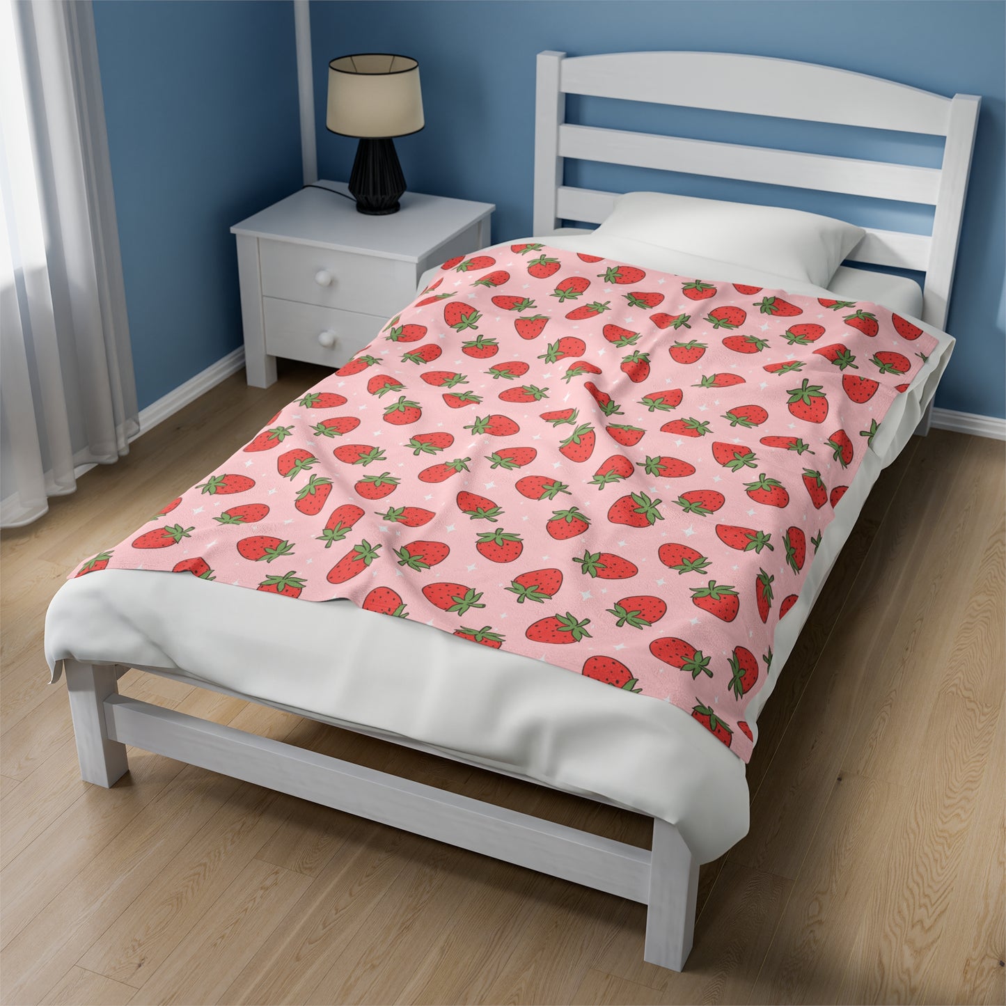 Velveteen Plush Blanket - Strawberry Fields Print