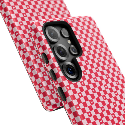 Red Checkerboard Heart Phone Case