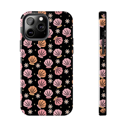 Floral Tough Phone Cases for Trendy Protection, Shell Pattern Phone Cover, Vibrant Floral Case, Girly Gift, Cute Tech Accessories