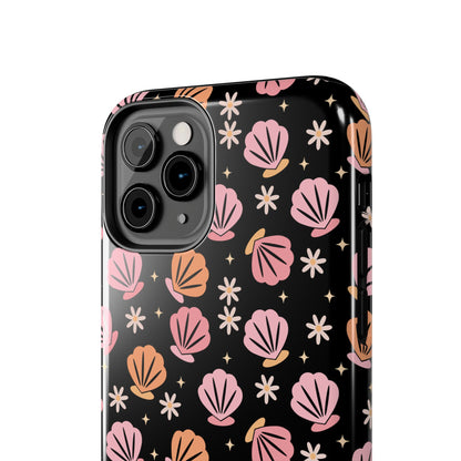 Floral Tough Phone Cases for Trendy Protection, Shell Pattern Phone Cover, Vibrant Floral Case, Girly Gift, Cute Tech Accessories