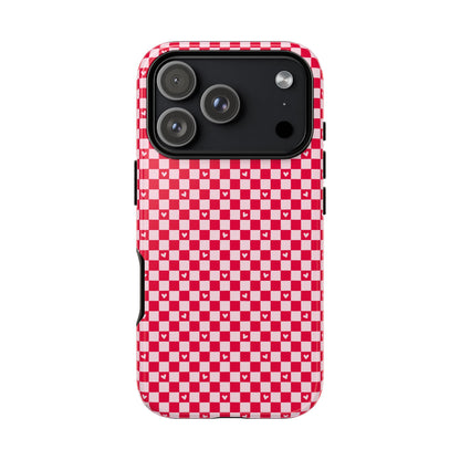 Red Checkerboard Heart Phone Case