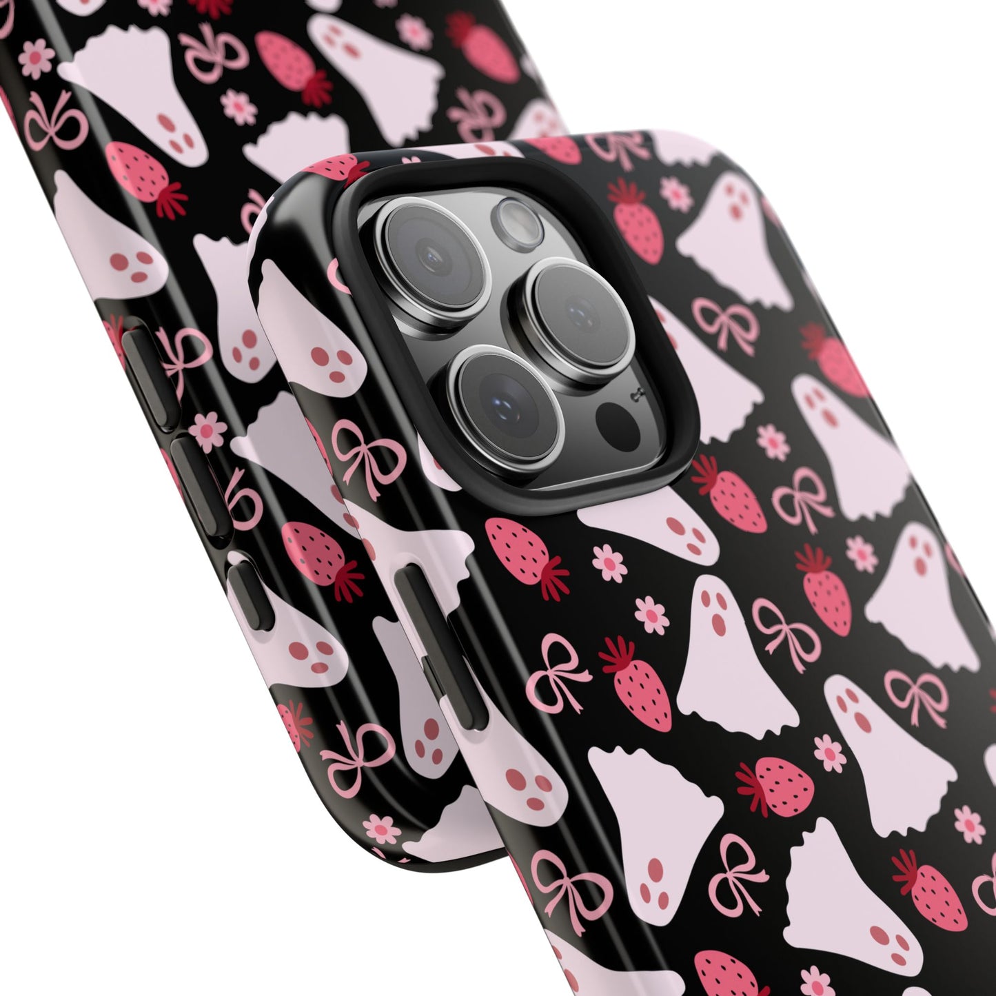 Cute Ghosts and Strawberries Phone Case | Tough Phone Cases, Halloween Accessories, Unique Gift Ideas, Spooky Aesthetic, Everyday Style