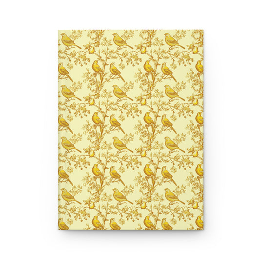 Charming Yellow Bird Hardcover Journal - Elegant Stationery for Nature Lovers
