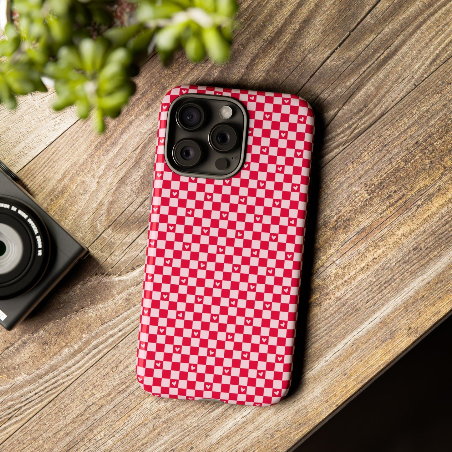 Red Checkerboard Heart Phone Case