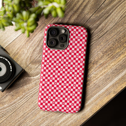 Red Checkerboard Heart Phone Case