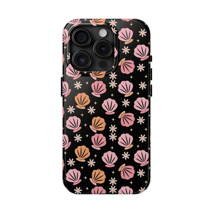 Floral Tough Phone Cases for Trendy Protection, Shell Pattern Phone Cover, Vibrant Floral Case, Girly Gift, Cute Tech Accessories