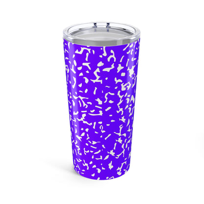 Personalized Composition Book Tumbler, Custom 20oz Travel Mug, Purple and White Insulated Cup, Ideal for Students, Teachers, Graduation Gift