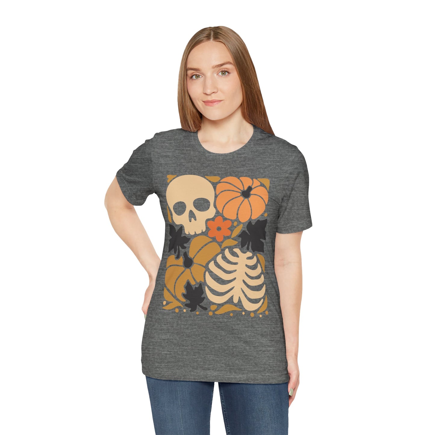 Autumn Vibes Graphic Tee | Halloween Shirt, Fall Apparel, Unisex Tee, Spooky Fashion, Pumpkin Skull Top