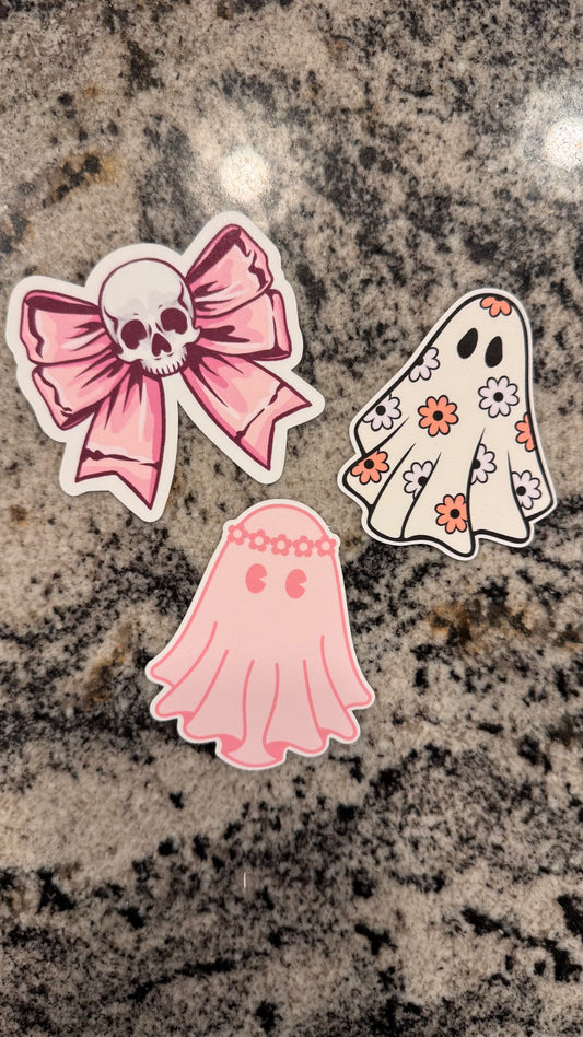Pink Hippie Ghost Vinyl Sticker
