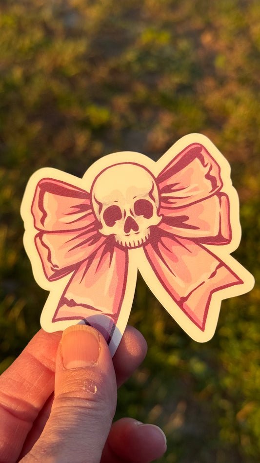 Skull Bow Vinyl Sticker