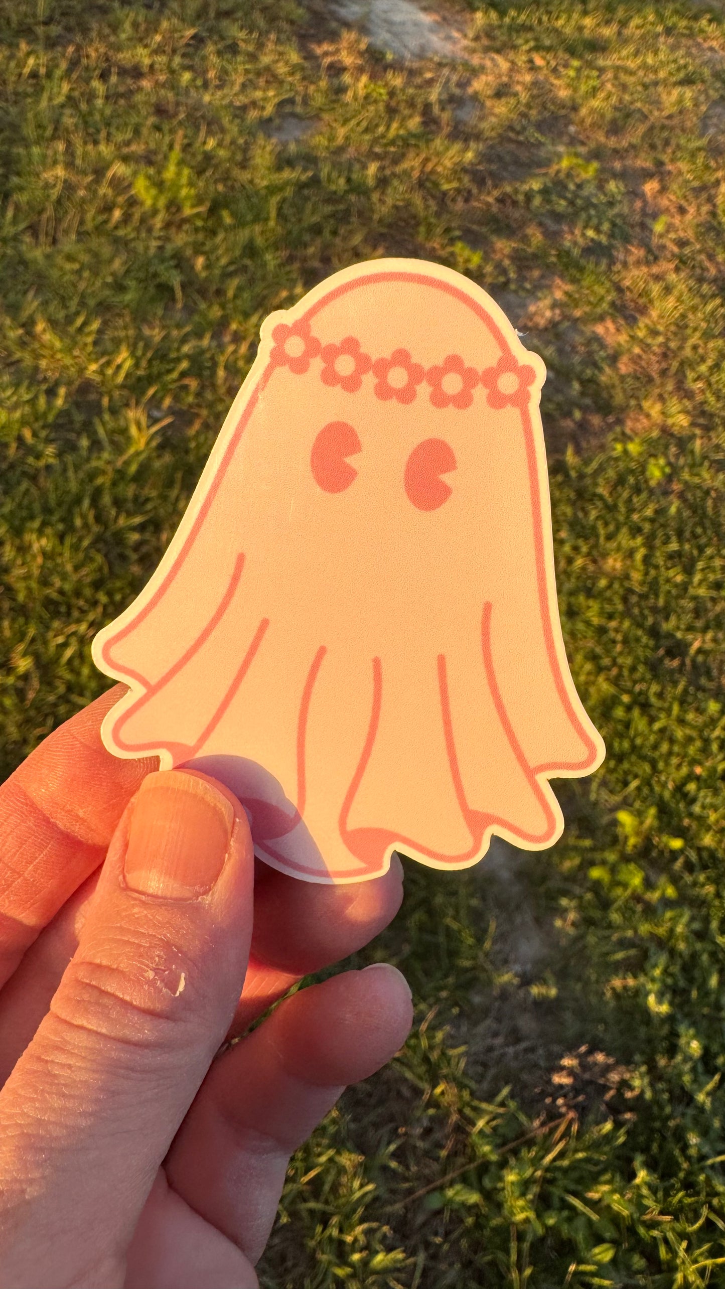 Pink Hippie Ghost Vinyl Sticker