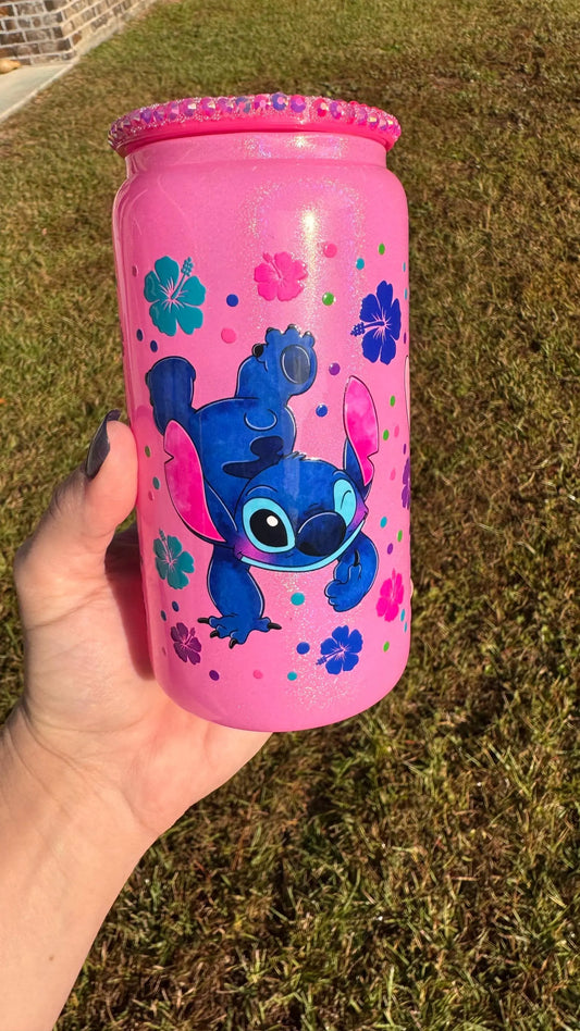 Tumbler, Shimmer Tumbler, 16 oz tumbler, Stitch and Angel Tumbler Cup, 16 oz, gift for her, iced coffee cup